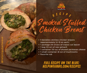 smoked stuffed chicken breast recipe at HUB - Helping U Barbeque